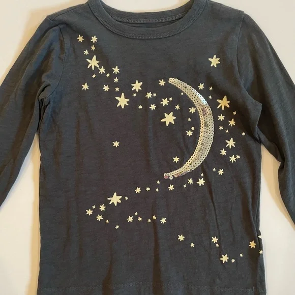 Crewcuts 4-5T Sequin Moon and Stars Long Sleeve Tee - Picture 4 of 4